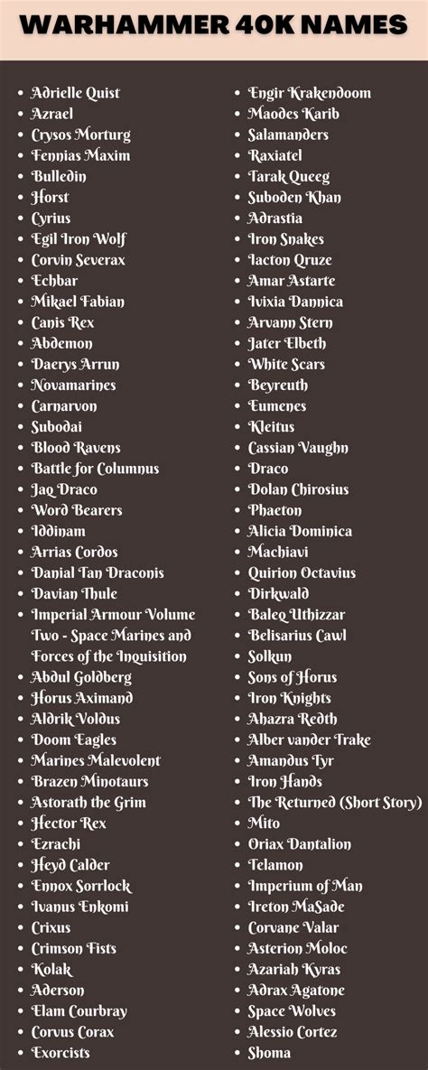 warhammer 40k names